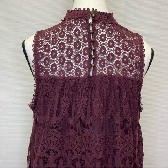 Altar’d State Women’s Burgundy Lace Sleeveless Dress with Button Back - Size M - Picture 5 of 10